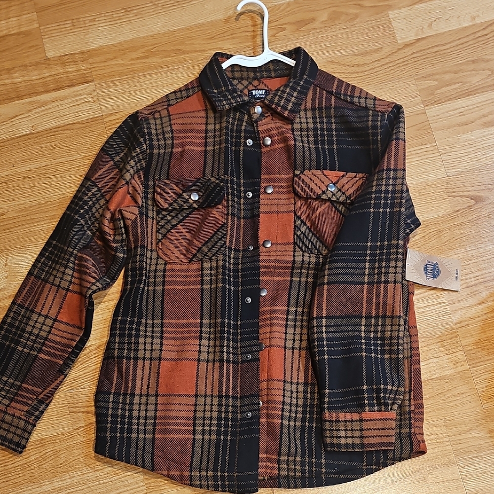 Orange and Black Plaid Shirt